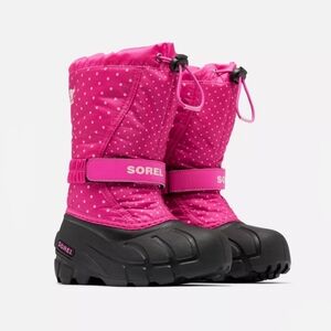 Sorel NEW Flurry Pink Polka Dot Winter Snow Boots Size 7 Youth Girls / Womens 9
